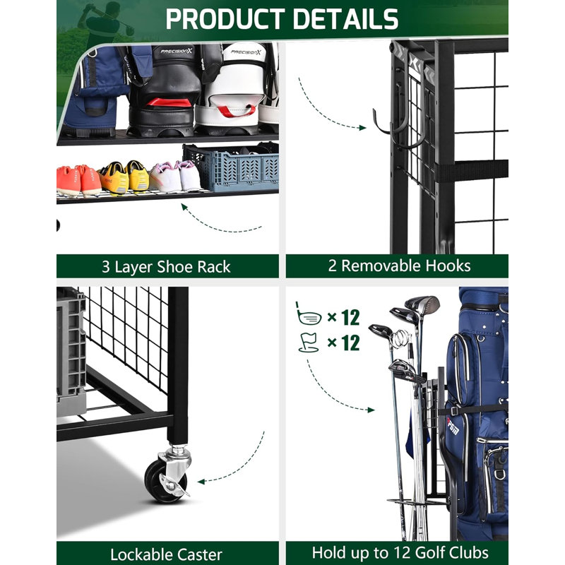 Freestanding Golf Bag Organizer,Storage Rack for Garage
