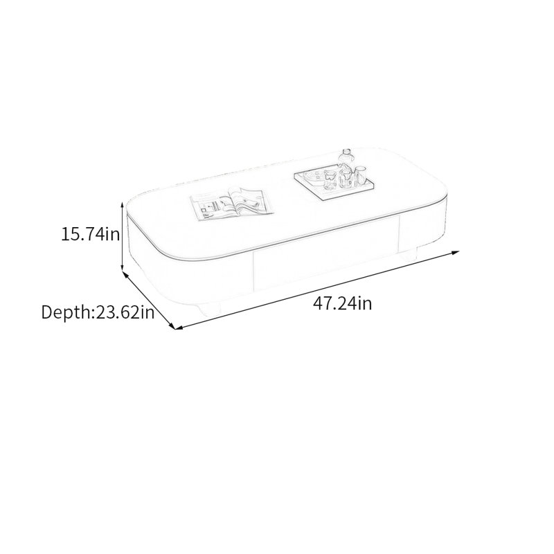 Table basse avec tiroir Luxury Rock, Blanc, 15.74" H x 47.24" L x 23.62" W, Blanc