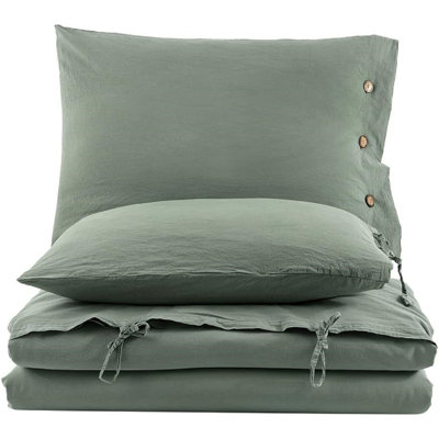 Monarch Duvet Cover Set  100% Washed Cotton Linen Super Soft Comfortable Chic Lightweight 5 Piece Set 2 Pillow Sham 2 Pillow Case 1 Quilt Cover Home Bedding Set