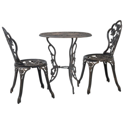 Patio Bistro Set 3 Piece Outdoor Garden Table and Chair Cast Aluminum