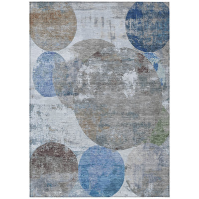 Machine Washable Indoor/Outdoor Keim ACN2381 Circles Rug