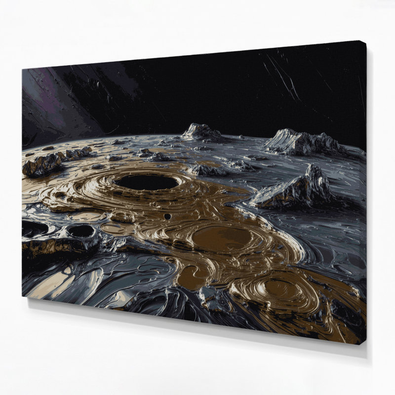 Space Mercury surface Purple Canvas Wall Art, H 20 po x l 30 po
