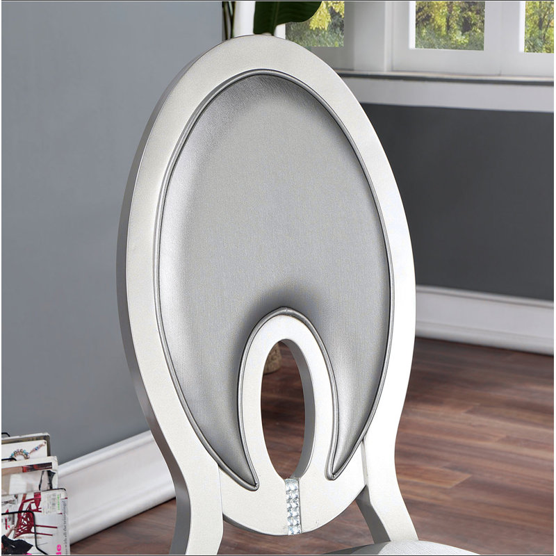 Ensemble formel de chaises d'appoint 2 pièces en similicuir argenté