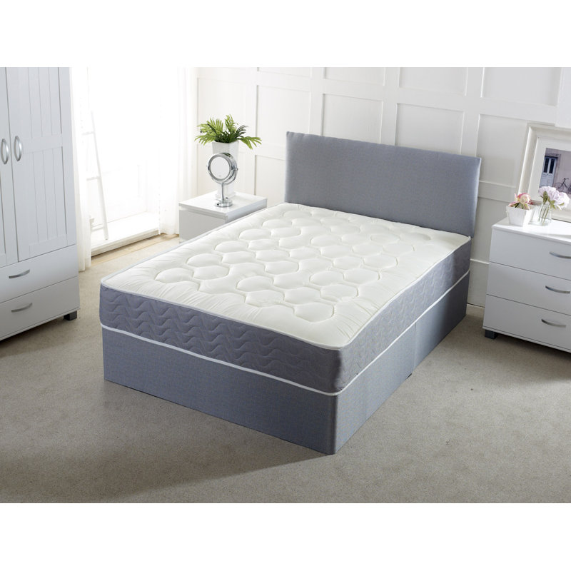 Barris Pocketsprung Divan Bed Set, Small Single (2'6), Grey, 2 Drawers