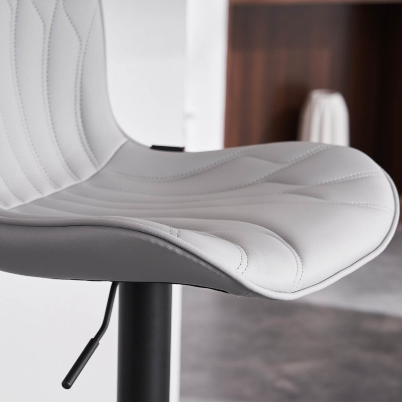 Tabouret de bar pivotant à hauteur réglable en similicuir, Gris