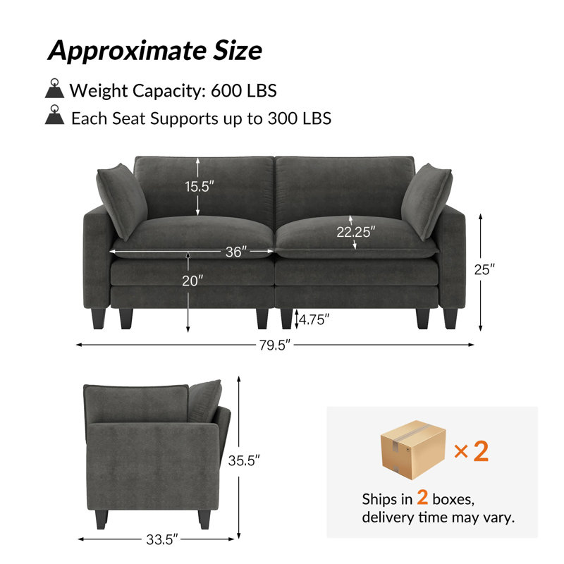 151.5'' Wide Sectional Sofa, Gray