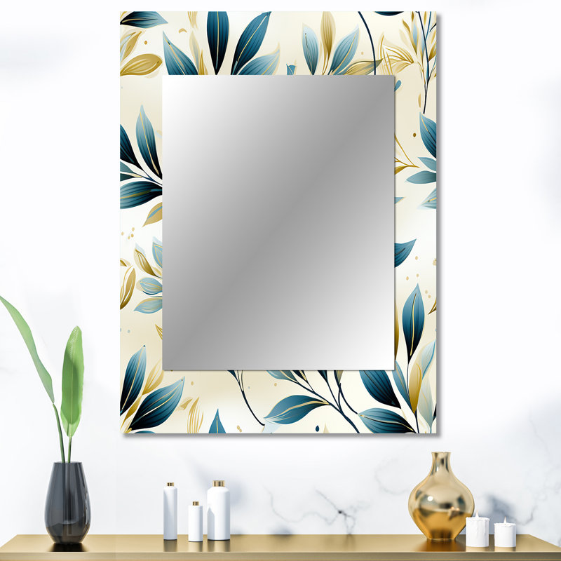Wyarno Coastal Neutrals - miroir décoratif de plantes, miroir mural bohème, impression d'art en métal, 40 po x 30 po