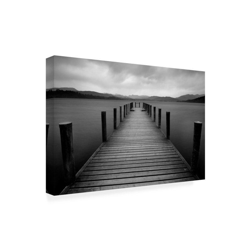 Landscape Black And White Pier Landscape - Wrapped Canvas Print, H 30 po x l 47 po x P 2 po