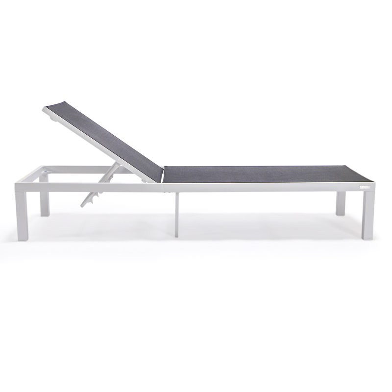 Marlin Modern Aluminum Outdoor Reclining Chaise Lounge - Weather-Resistant Sling Patio Chair for Poolside & Sunbathing, Black