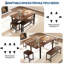 Ensemble de table de salle à manger extensible 5 pièces pour 4 à 8 personnes avec bancs et tabourets, ensemble de cuisine peu encombrant-1993930215-1993930214-1993930211