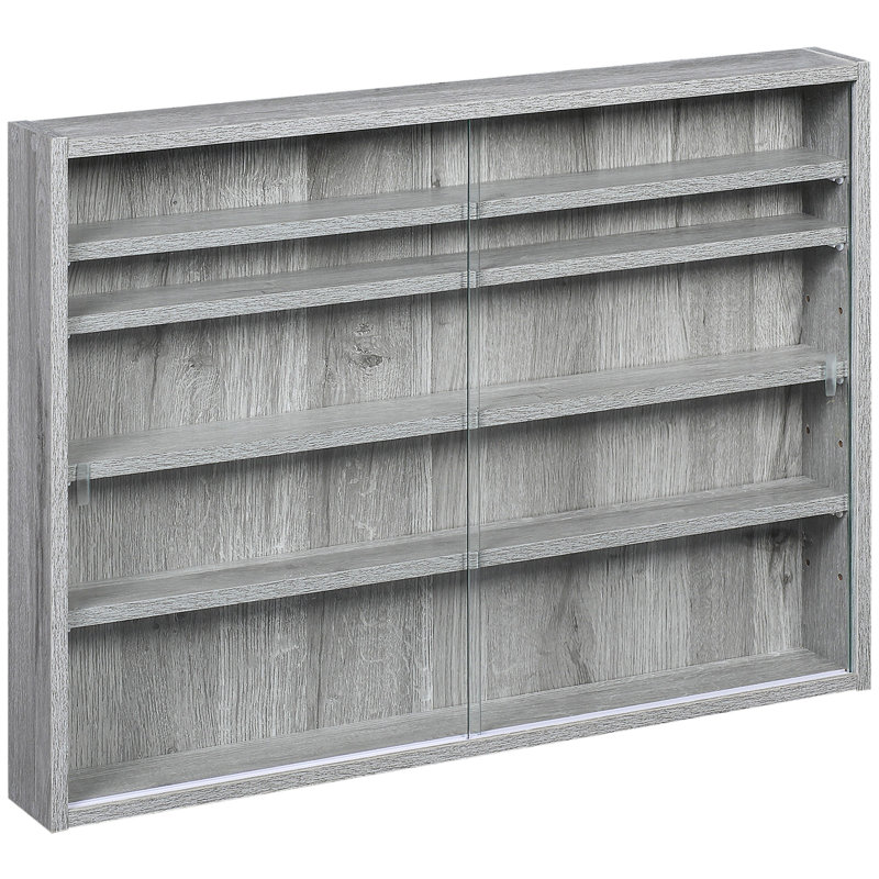 Vitrine à 5 niveaux Ayonitemi avec 2 tablettes réglables en verre, gris