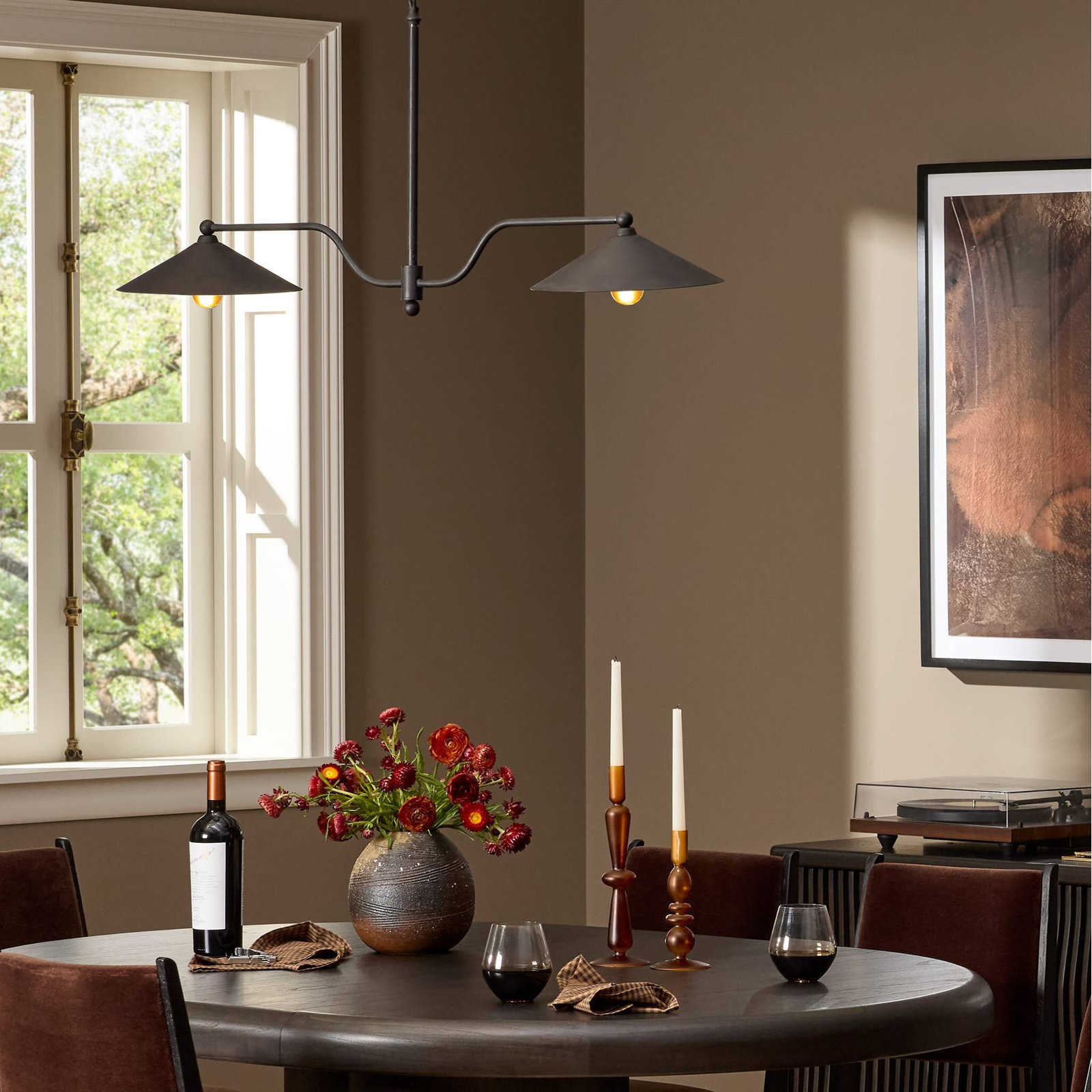 Brecken Iron 2-Light Chandelier, Aged Antique Brass Iron