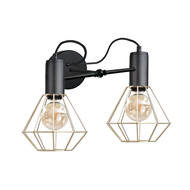 Etchemin Steel Armed Sconce, Black/Gold, Gold