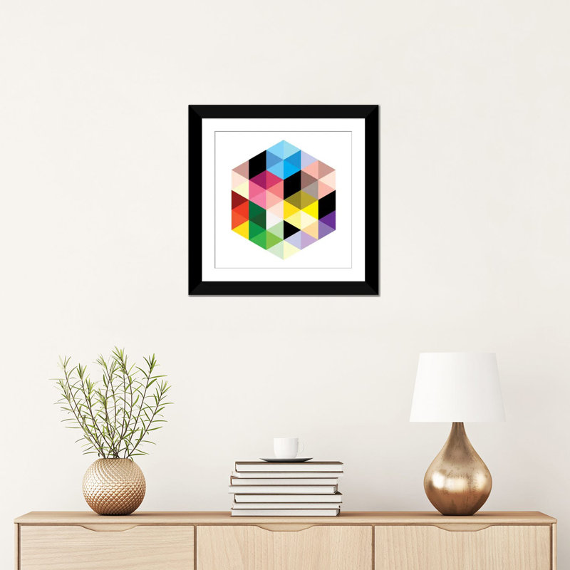 Art sur toile Albree Modern Cuboids II, H 16 po x l 16 po x P 1 po, Papier avec cadre noir, Blanc