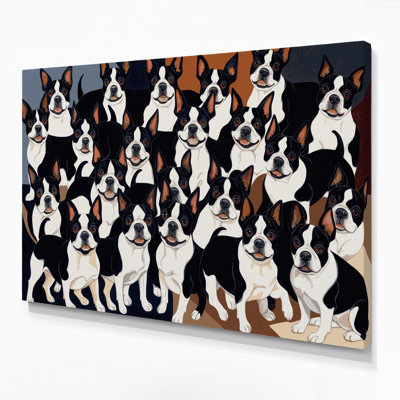 Dogs Boston Terrier Purple Canvas Wall Art