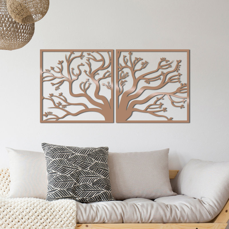 Elegant Decorative Metal Wall Accessory, Copper Finish, 39.4 x 19.7 inches | 100% Metal with 0.06-inch Thickness | Easy Wall Mount Design, Lightweight (3.3 lbs) | Perfect for Home Decor & Modern Interiors