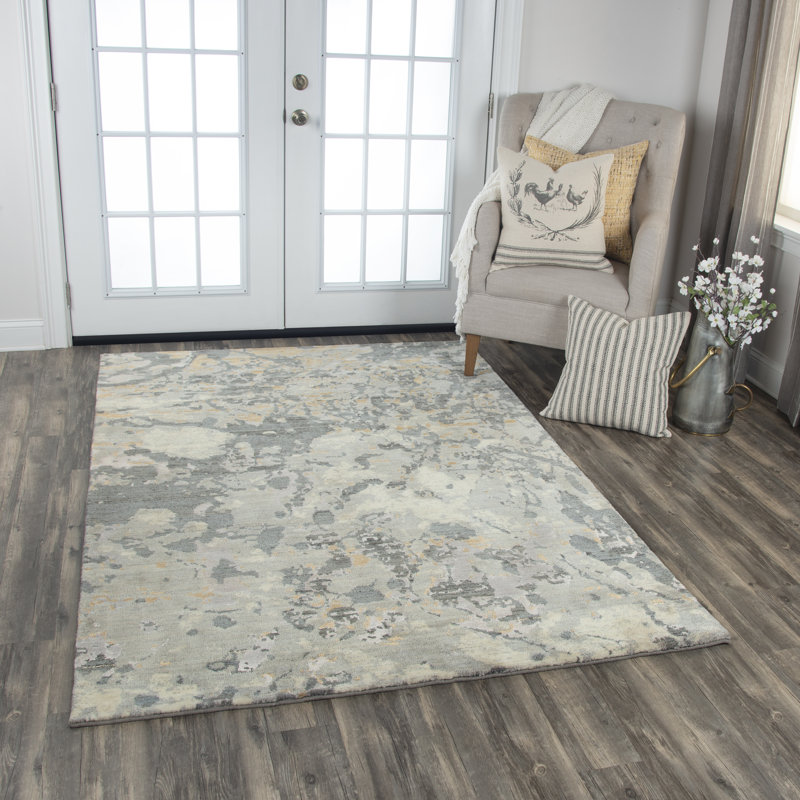 Tapis en laine gris / blanc