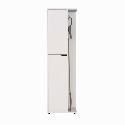 71.3" H Broom Storage Closet With One Door, Four Shelves And Broom And Mop Holder
