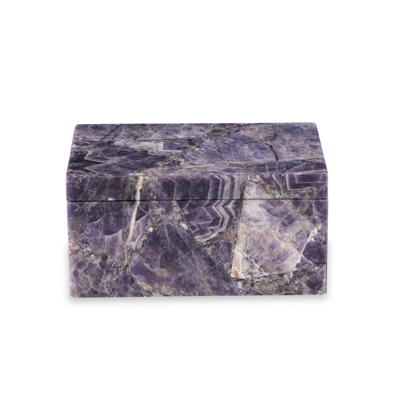 Handmade Amethyst Decorative Box, 5" H x 10" W x 7" D