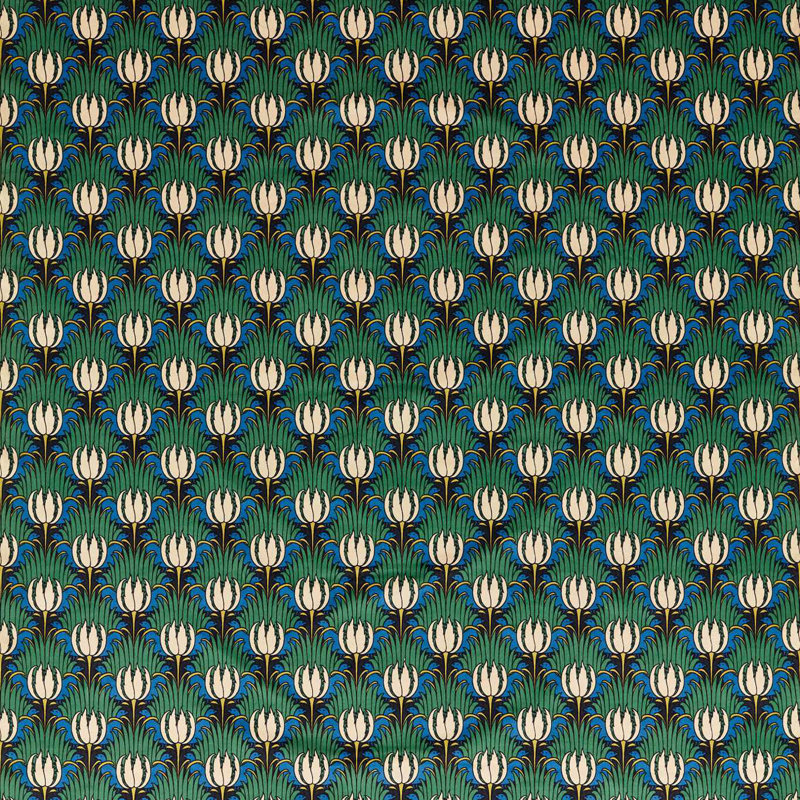 Tulip & Bird Fabric, Goblin Green/Raven