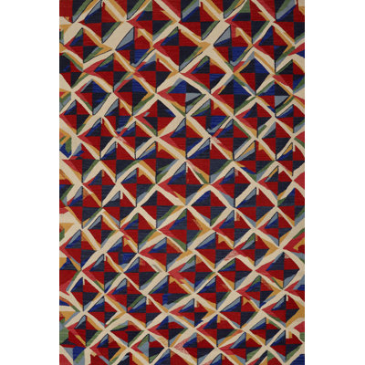Geometric Area Rug in Red/Blue
