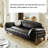 Black Genuine Leather Standard Sofa bed cushion couch-874673021-874673020