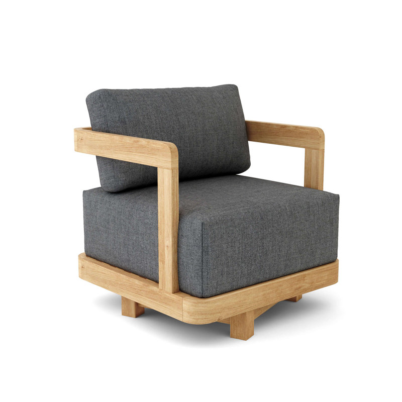 Granada Outdoor Teak Swivel Lounge Chair, Cast Charcoal