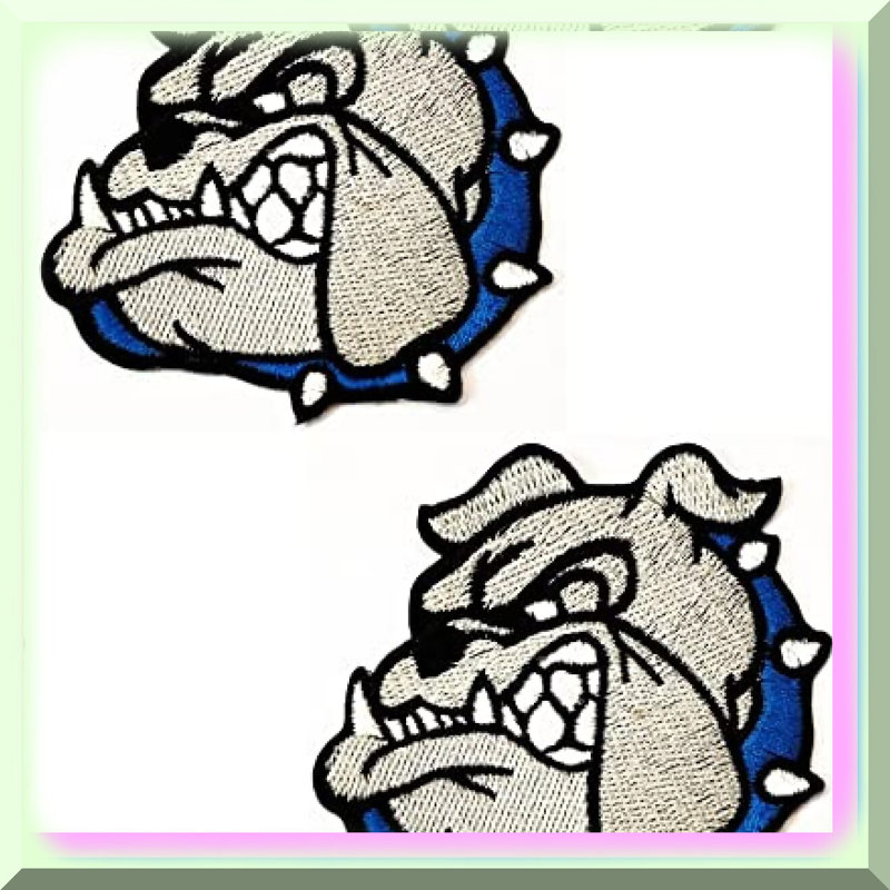 Dog Head Embroidered Patch Gray 2.6 Inches