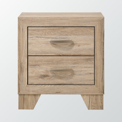Table de chevet 2 tiroirs Kairo - Table de rangement transitionnelle avec poignées en métal et design moderne