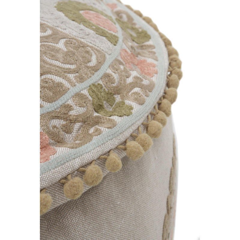 Caisley 55cm Wide Round Geometric Pouffe Ottoman