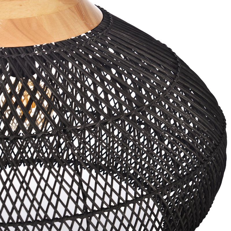 Bridin 1 - Light Natural Geometric Pendant, Black, 17.72" H x 23.62" W x 23.62" D