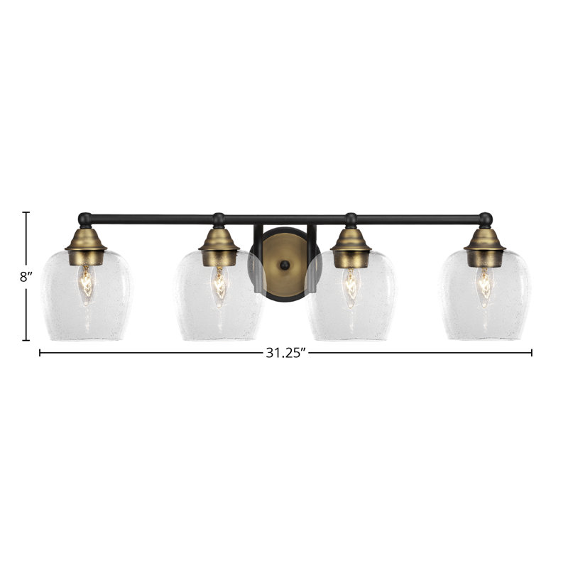 Barre d'éclairage de salle de bain 4 lumières Michell, Noir mat / or brossé