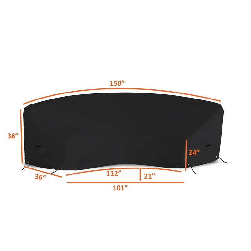 High Density Waterproof Curved Sectional Sofa Cover, Outdoor UV Resistant Patio Couch Cover