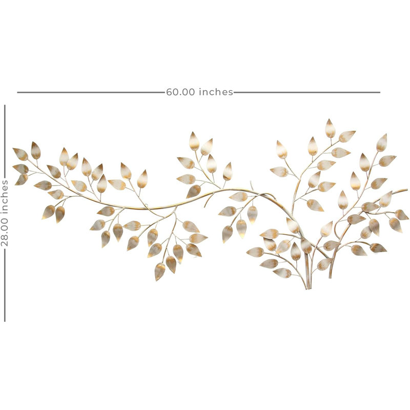 Décoration murale feuilles brossées brossées, or