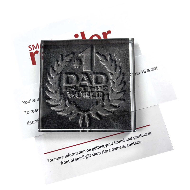 Tabletop Glass Plaque Number1 Dad 3X3