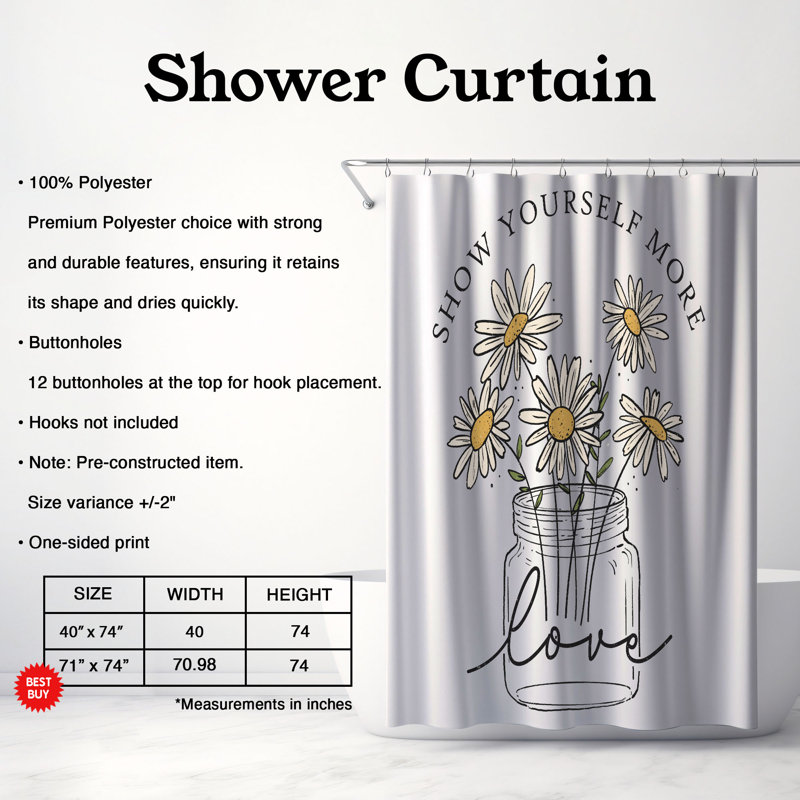 Rideau de douche standard 1 pièce Retro Flora, H 74 po x l 71 po