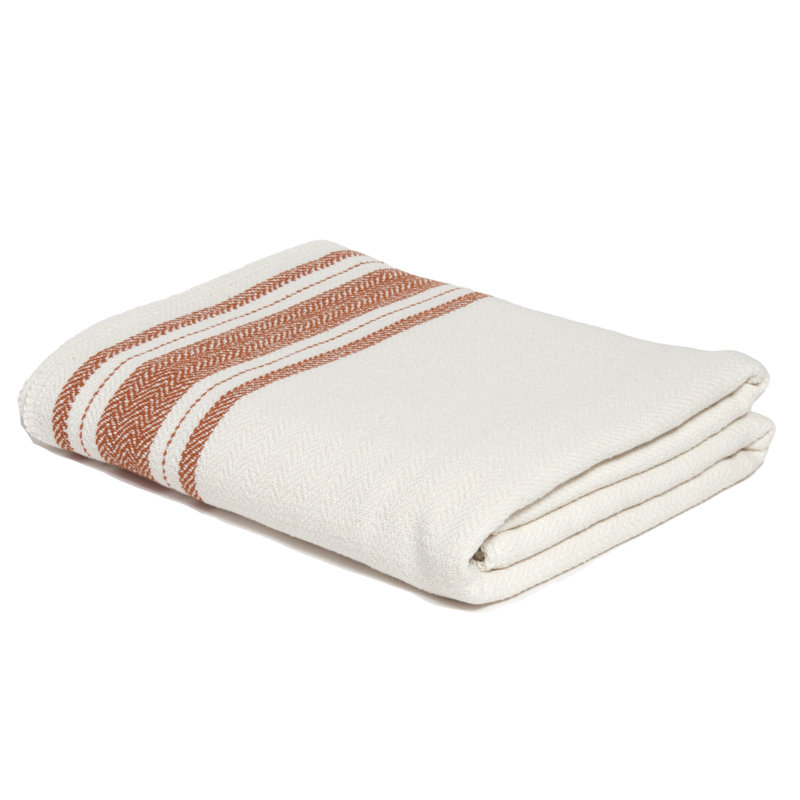 Hand Woven Orange and White Eco Yarn Throw Blanket