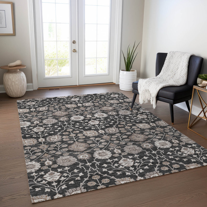 Tapis noir intérieur / extérieur Selma , 9 pi x 12 pi