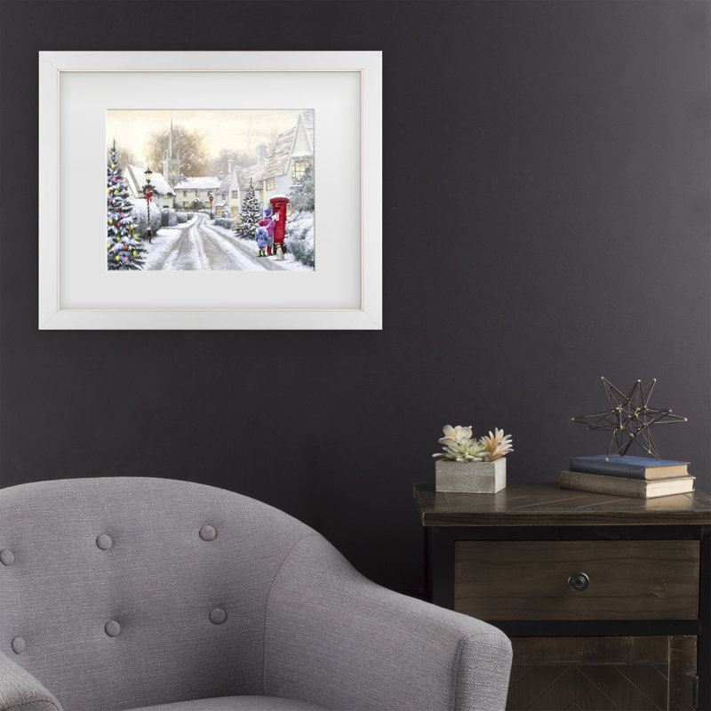 « snowy village », impression, H 16 po x l 20 po x P 2 po, Cadre blanc