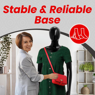 Topmaster Female Mannequin - Premium Quality Construction, Detailed Dimensions For Realistic Proportions, Sturdy, Durable, And Secure, Versatile Display For Various Clothing Styles, Black