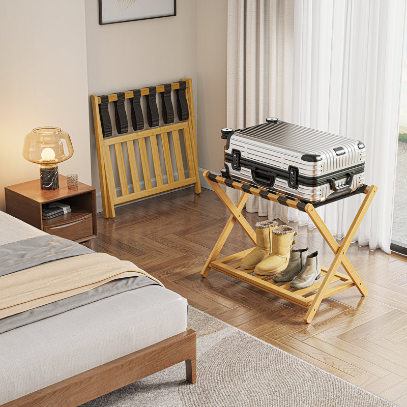 44cm W Bamboo / Rattan Luggage Rack, Natural