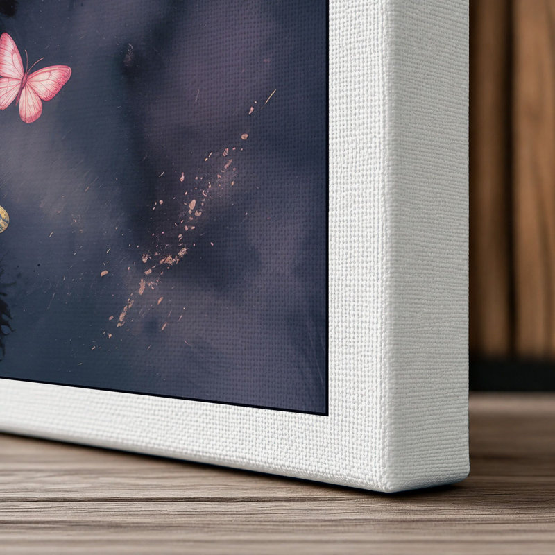 Luminous Butterfly Drift Minimalist 1 Piece Wrapped Canvas Wall Art, 36x24 - 91.4 x 61.0 cm, White Border