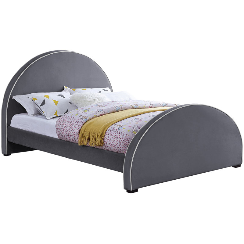 Hilbrand Upholstered Unfinished Panel Bed, Grey Velvet, Full
