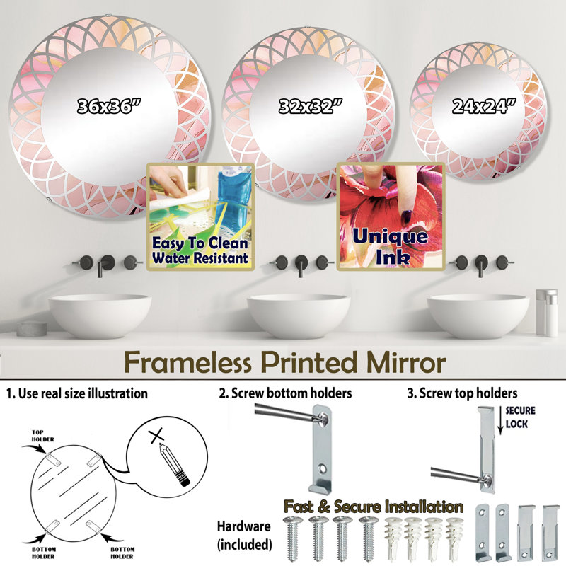 Miroir mural Hajeb, 24 po x 24 po