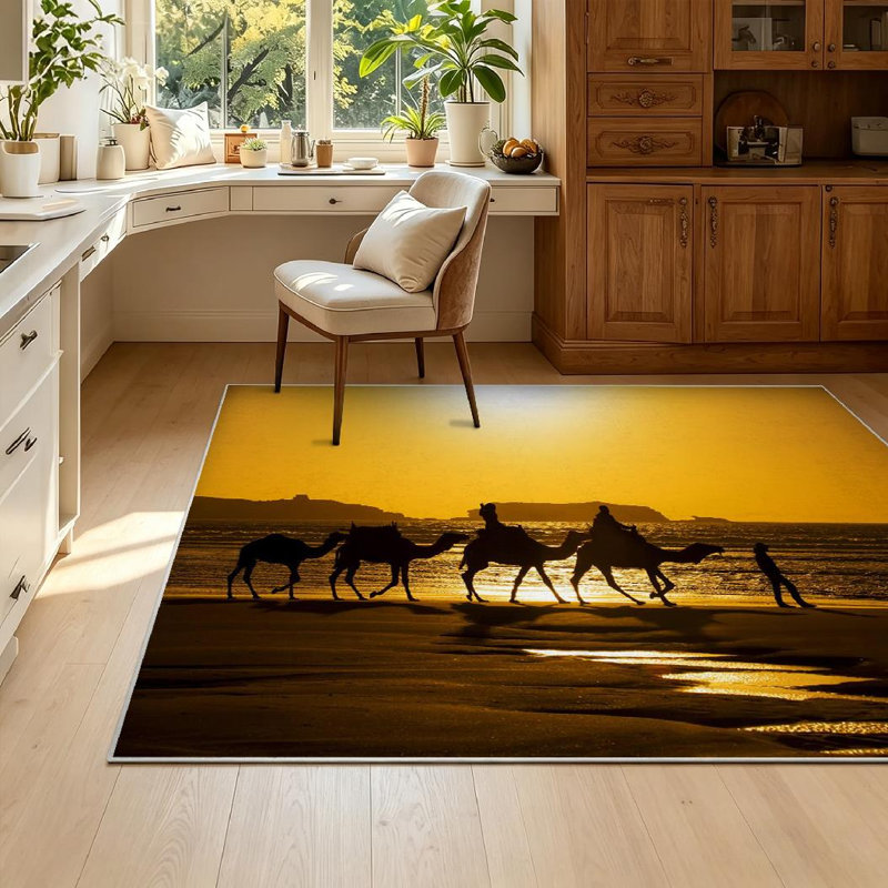 Tapis bleu délavé à la machine marocain, Rectangle 55 po x 79 po