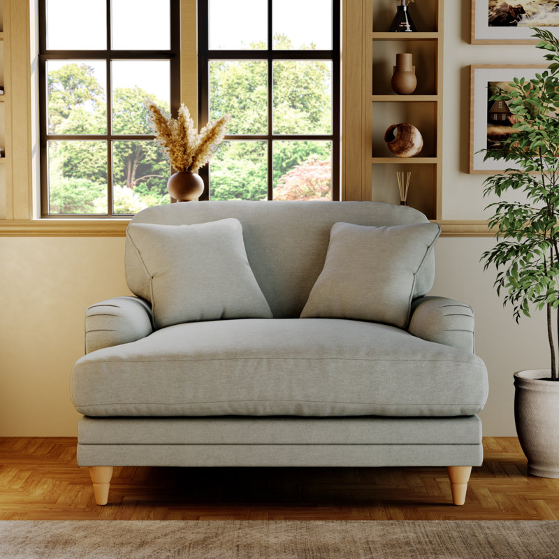Elfur Upholstered Chair And A Half, Sky, Country Oak
