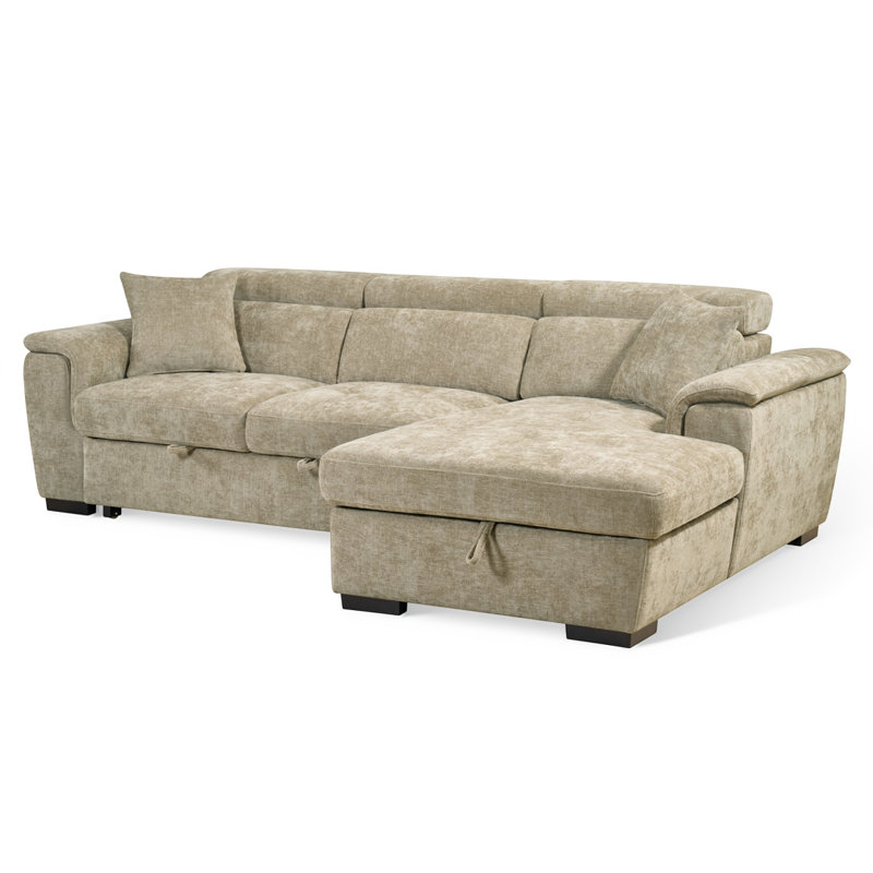 Howerton 4 Seater Chenille Sofa Bed, Beige