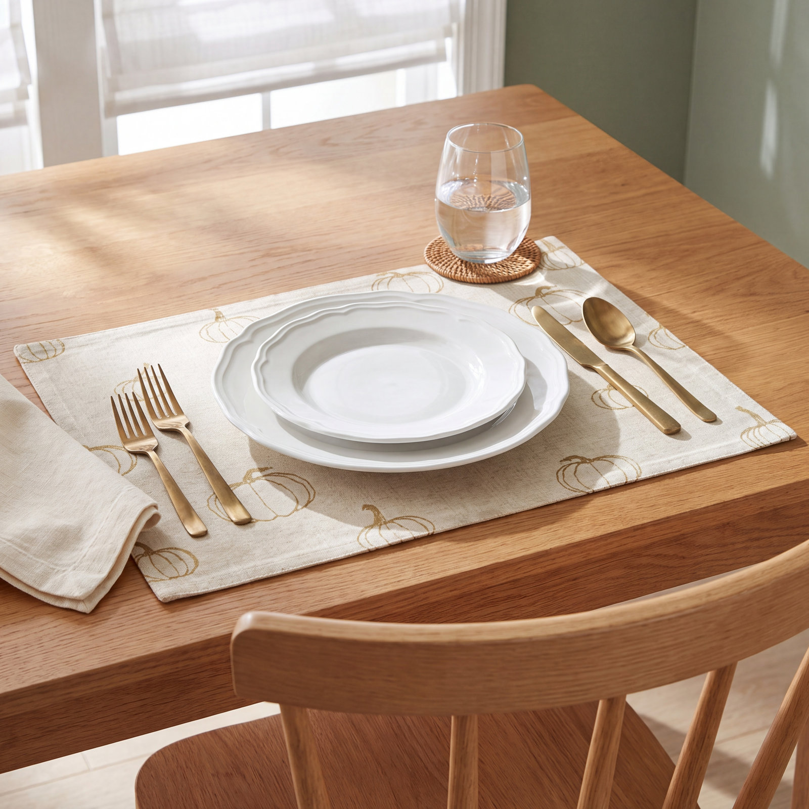 Mckaylia Reversible Cotton Placemat, Mustard Yellow