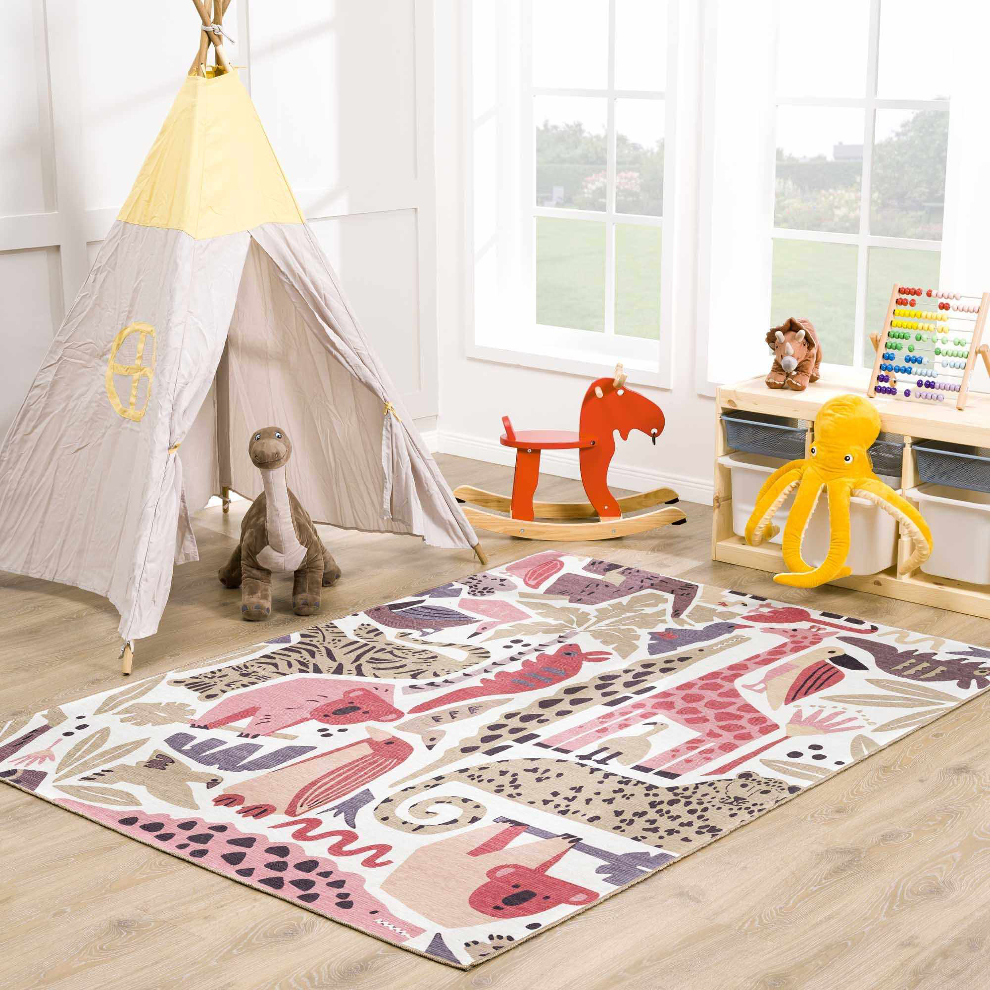 Hauteloom Natal Rectangle Animal Print Machine Woven / Power Loomed ...