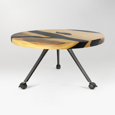 Pieds de table basse en métal avec roulettes Compa, ensemble de 3
